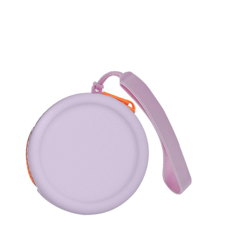 Multi Purpose Soft Silicone Bag Round Shape Samll Zippered Bag With Strap