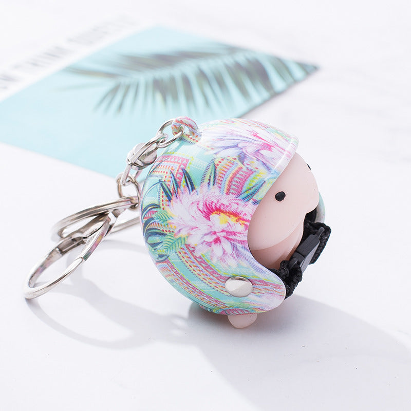 Custom Flower Motorcycle Helmet Keychain Phone Pendant Bag Keyring Bag Pendant Charm Accessories