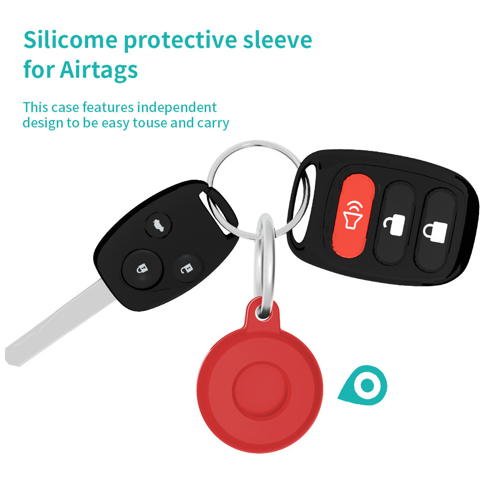 Circular Silicone Key Tag Tracker Cover Access Card Sleeve Anti-Lost Protector Holder W/ Key Ring