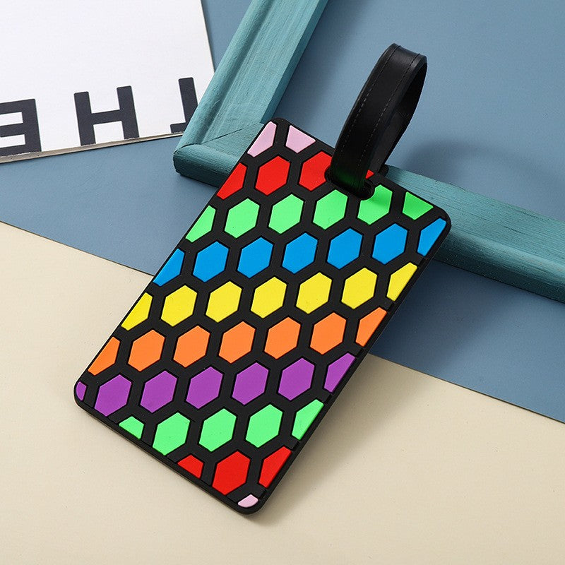 Geometric Shapes Raised 3D Soft PVC Luggage Tag For Suitcase Travel Baggage Identification