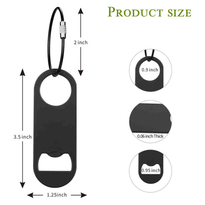 Metal Flat Bottle Opener with Keychain for Kitchen, Bar or Restaurant
