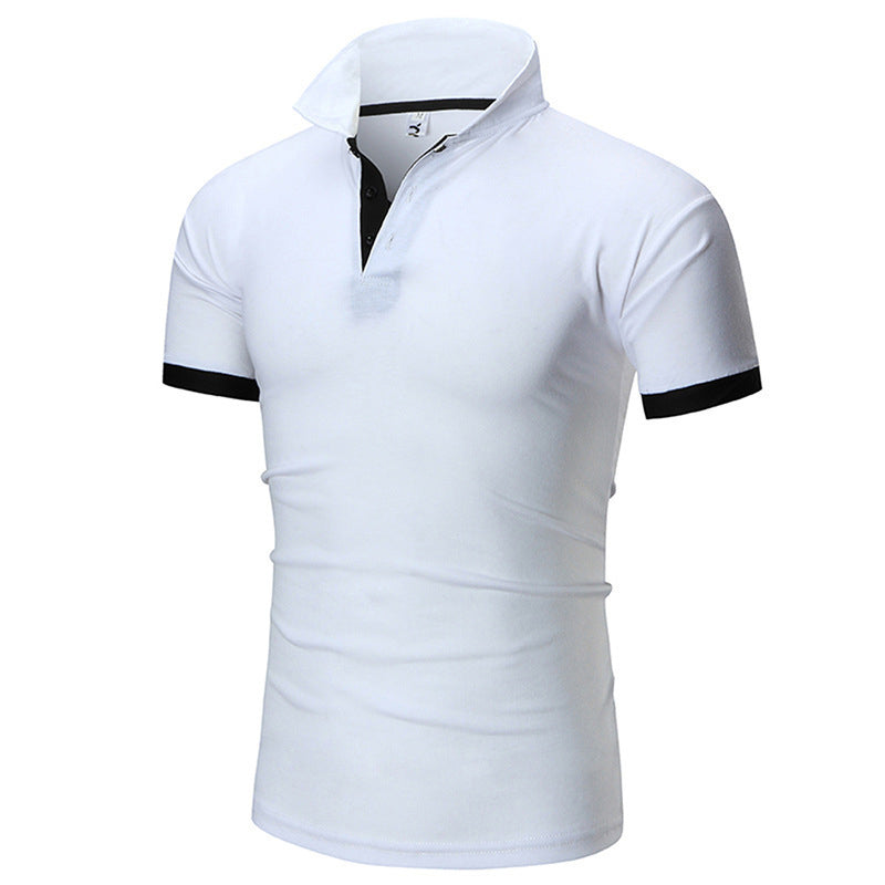 Men's Regular-fit Short-Sleeve Polyester Lapel Polo Shirt