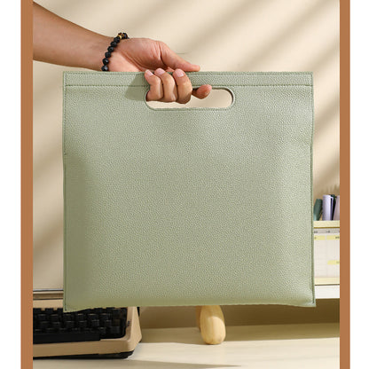 PU Leather Cut Out Handle Tote Bag With Magnetic Closure For Laptop & Files & Tech Accessories
