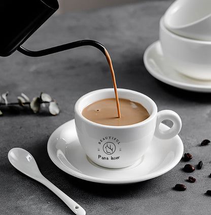 75ML Pure White Ceramic Espresso Cups With Saucer