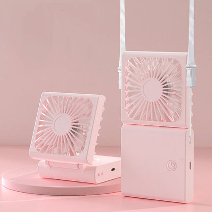 Portable Fan Neck Fan With Lanyard Foldable Handheld Fan For Outdoor Rechargeable Mini Fan Desk Fan