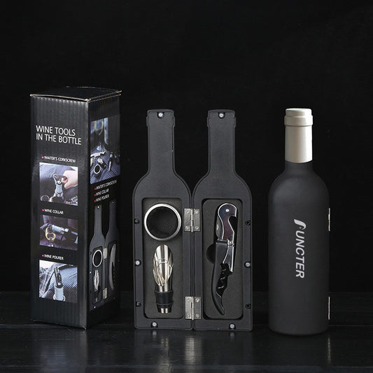 Waiter's Corkscrew Wine Bottle Shaped Silver Neck Corkscrew Set (Colorful Box) -3 Piece
