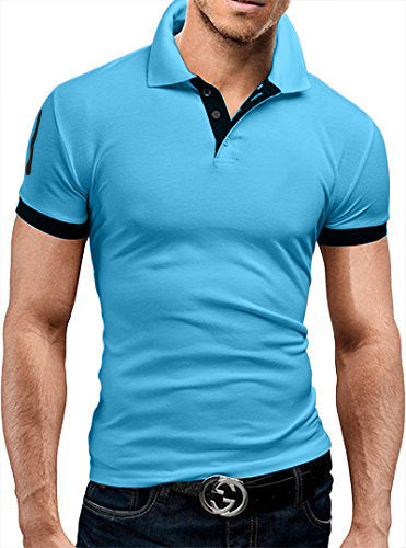 Men's Regular-fit Short-Sleeve Polyester Lapel Polo Shirt