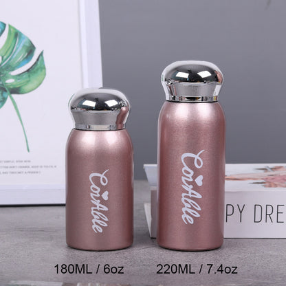 7.4oz/220ML 304 Stainless Steel Mini Insulated Water Bottle With Screw-on Lid Portable Vaccum Mug