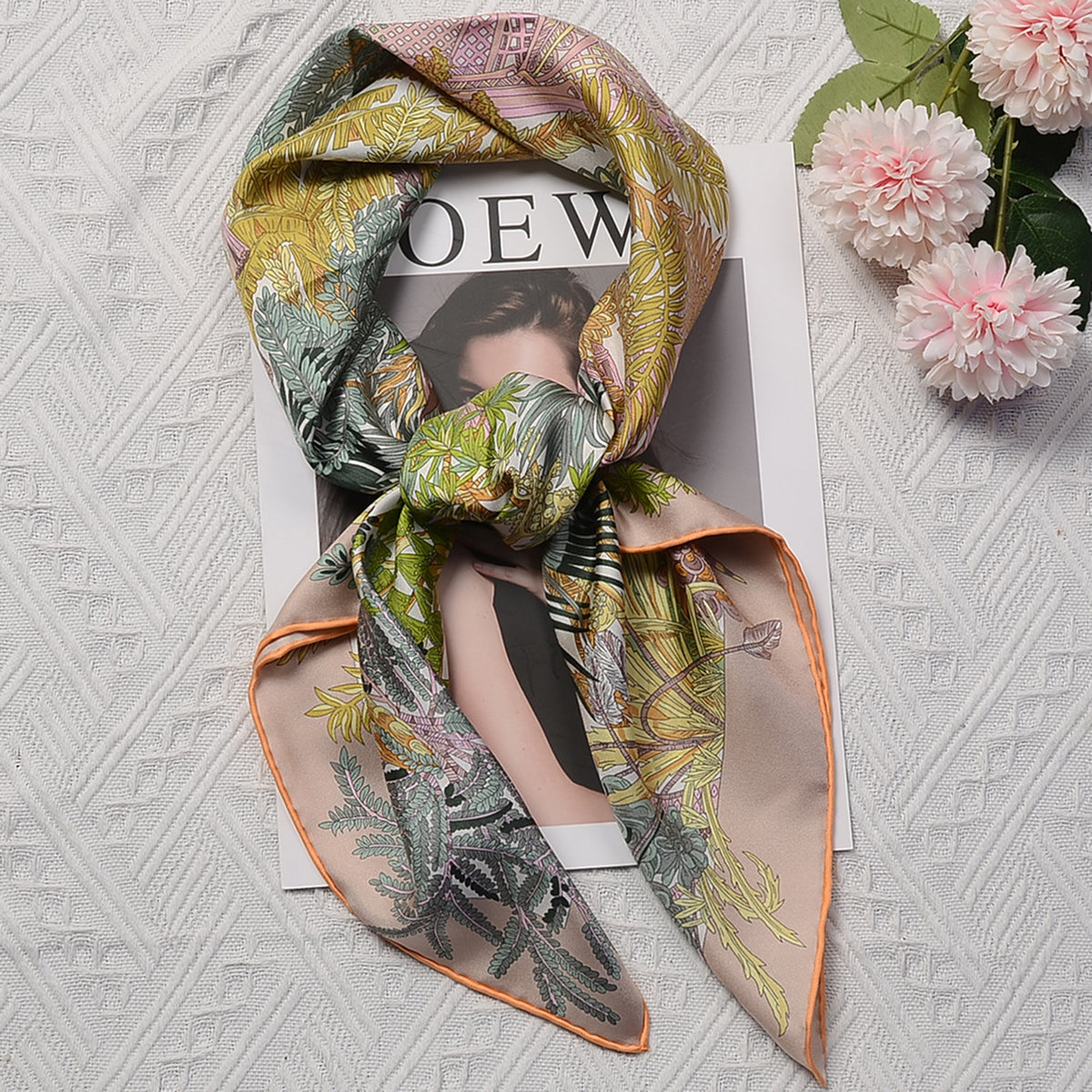 Custom 34.6" x 34.6" 100% Mulberry Silk Neck Scarf Silk w/ Hand-Rolled Edges