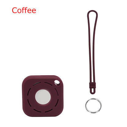 Square Silicone KeyTag Tracker Cover Access Card Sleeve Anti-Lost Protector Holder W/ Silicone Strap