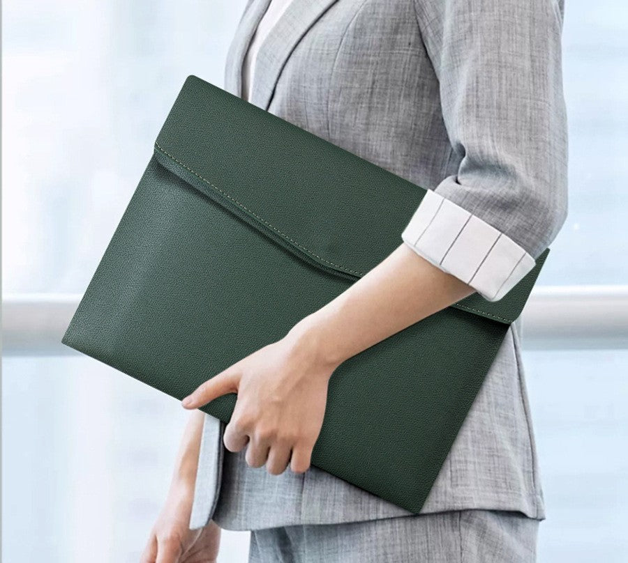 Large Capacity PU Leather Business Document Holder Bag Briefcase With Carrying Handle