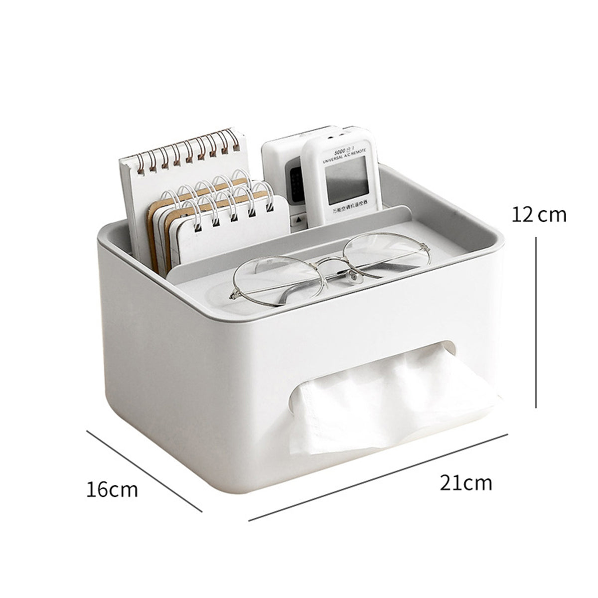 Tissue Box Organizer Cover Holder with Storage Napkin Tissue Box Holder with Remote Control