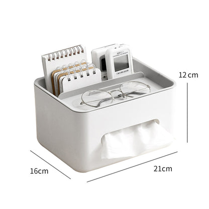 Tissue Box Organizer Cover Holder with Storage Napkin Tissue Box Holder with Remote Control