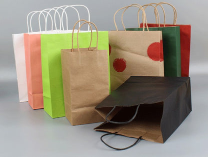 Kraft Paper Gift Bags (7.88L x 5.52D x 10.24H Inches)