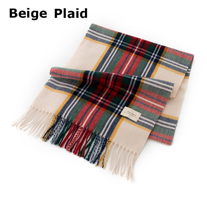79'' Polyester Tartan Scarf Warm Autumn Winter Scarf Fringed Scarf - Woven Label