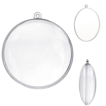 3.5" DIY Acrylic Christmas Ball Flat Ornament Balls Fillable Ornaments