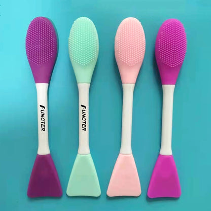 Plastic Handle Silicone Face Mask Dual Sides Brush Shovel Shape for Mud, Clay, Mixed Mask Skin Care