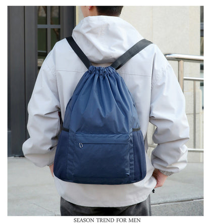 18 x 12.67" Drawstring Backpack, Waterproof Sports Gym Bag with Side Pocket