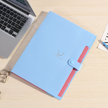Accordion Folder W/ 5 Pockets Snap Button Closure