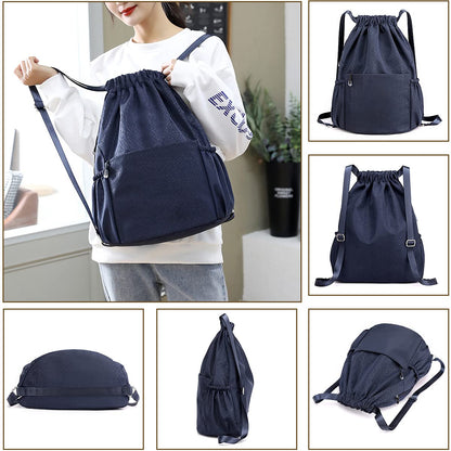 Waterproof Oxford Drawstring Backpack Sports Yoga Sackpack-Size L