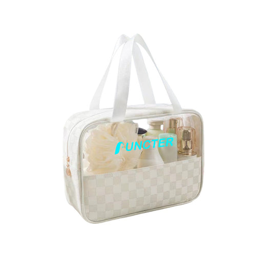 Waterproof Grid Pattern Medium Cosmetic Case