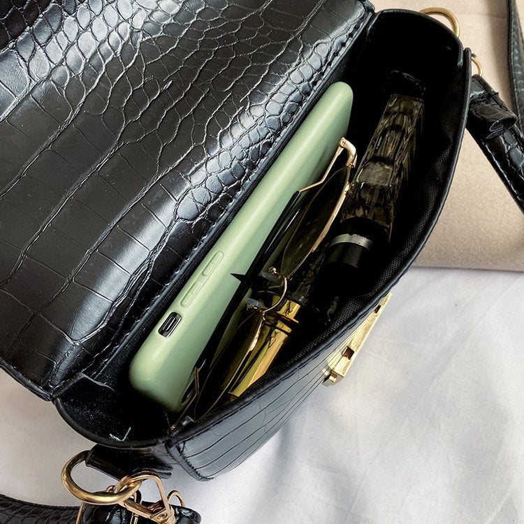 Women's Mini Alligator Print Crossbody Flap Closure PU Leather Shoulder Bag W/Adjustable Strap