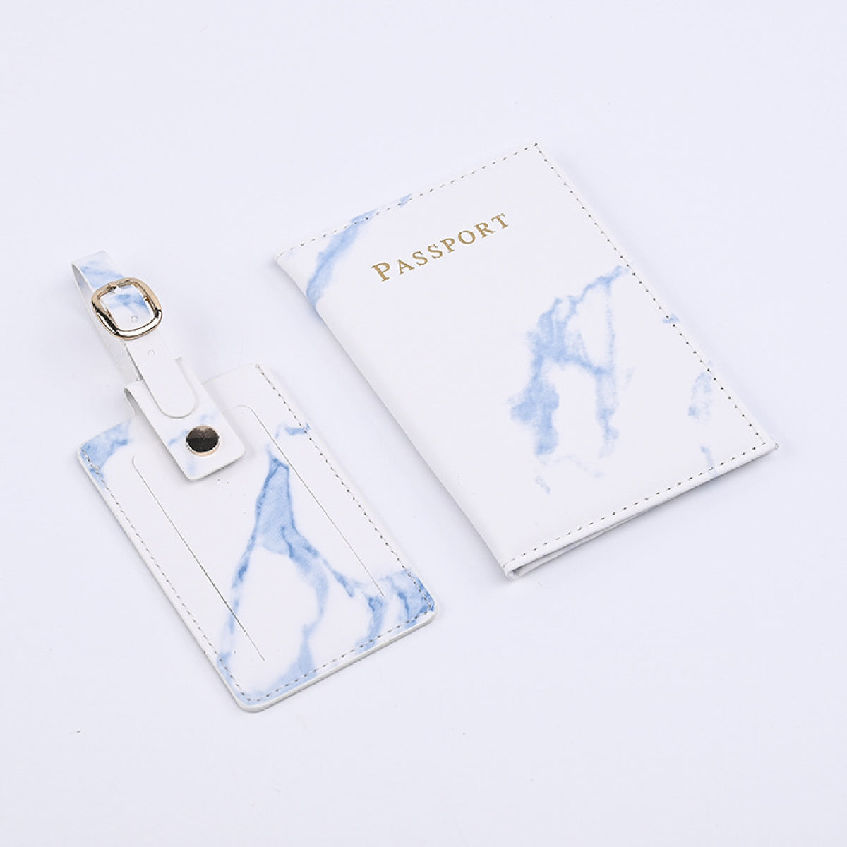 Marble Texture Passport Cover Luggage Tag Package Set Travel Suits Faux Passport Holder