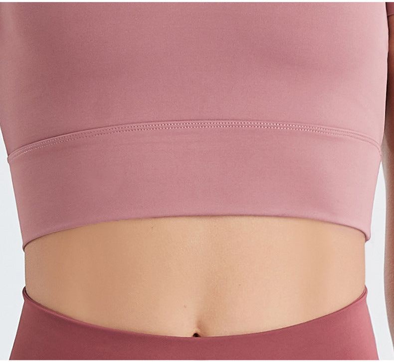 Women's Yoga Sports Bra Strappy Bralette Bra Short Sleeve Yoga Athletic Shirt(Model B)