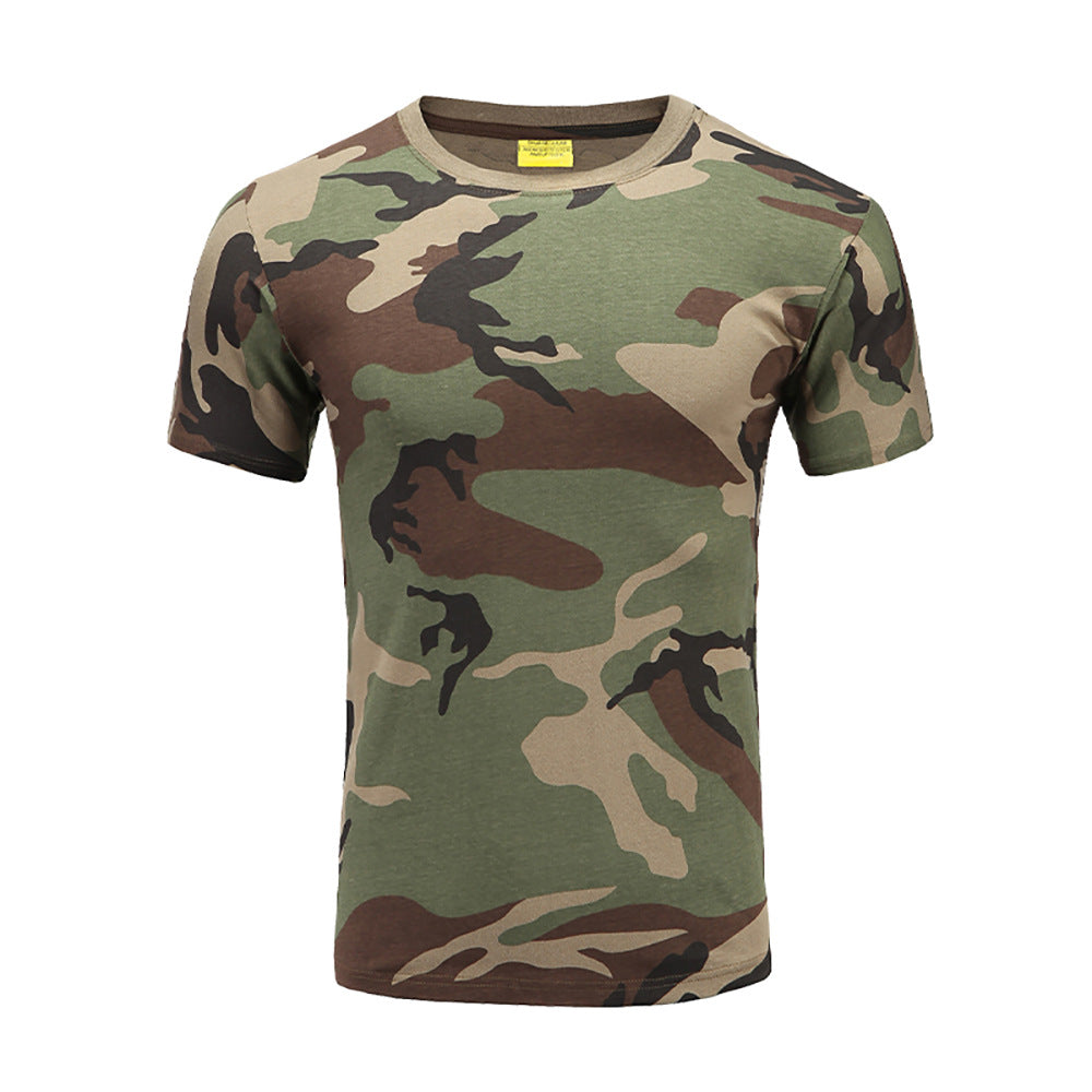 Cotton Camouflage Crewneck T Shirt Short Sleeve Tee