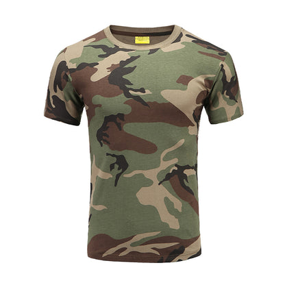 Cotton Camouflage Crewneck T Shirt Short Sleeve Tee