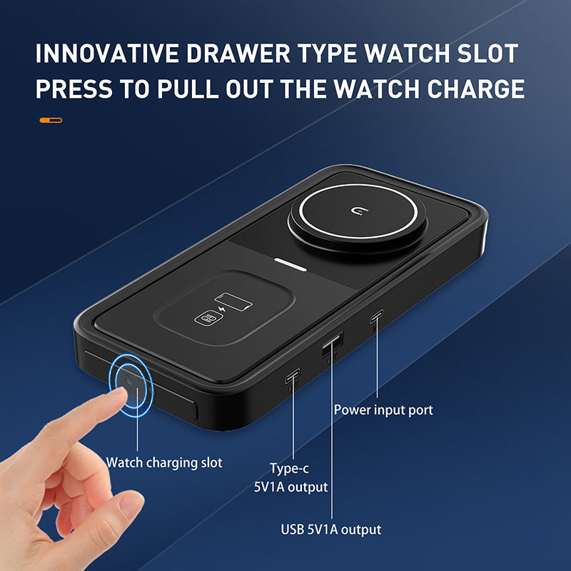 Magnetic 3" 1 Wireless Charging Pad Travel Charger For Multiple Devices