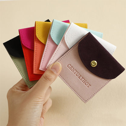 3.2" Color-blocked Microfiber Bag Snap Closure Jewelry Pouch Packaging Bag Boutique Gift Bag