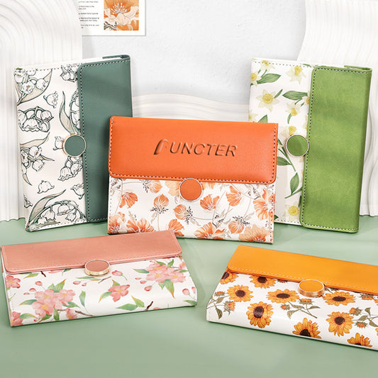 B6 Floral Print Hand Journal with Minimalist Snap Closure