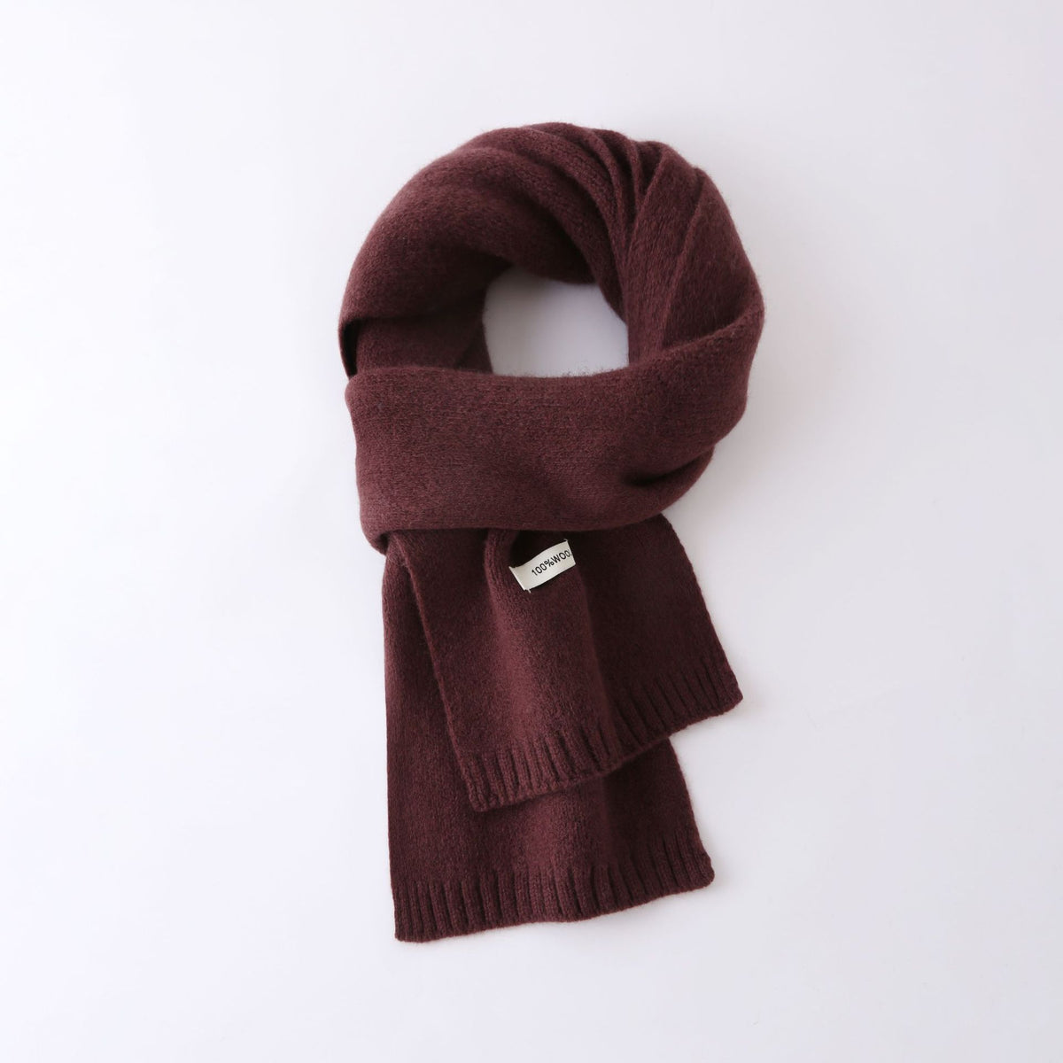 63'' 100% Lamb Wool Plain Scarf Solid Color Wool Scarf Knitted Scarf for Men and Women