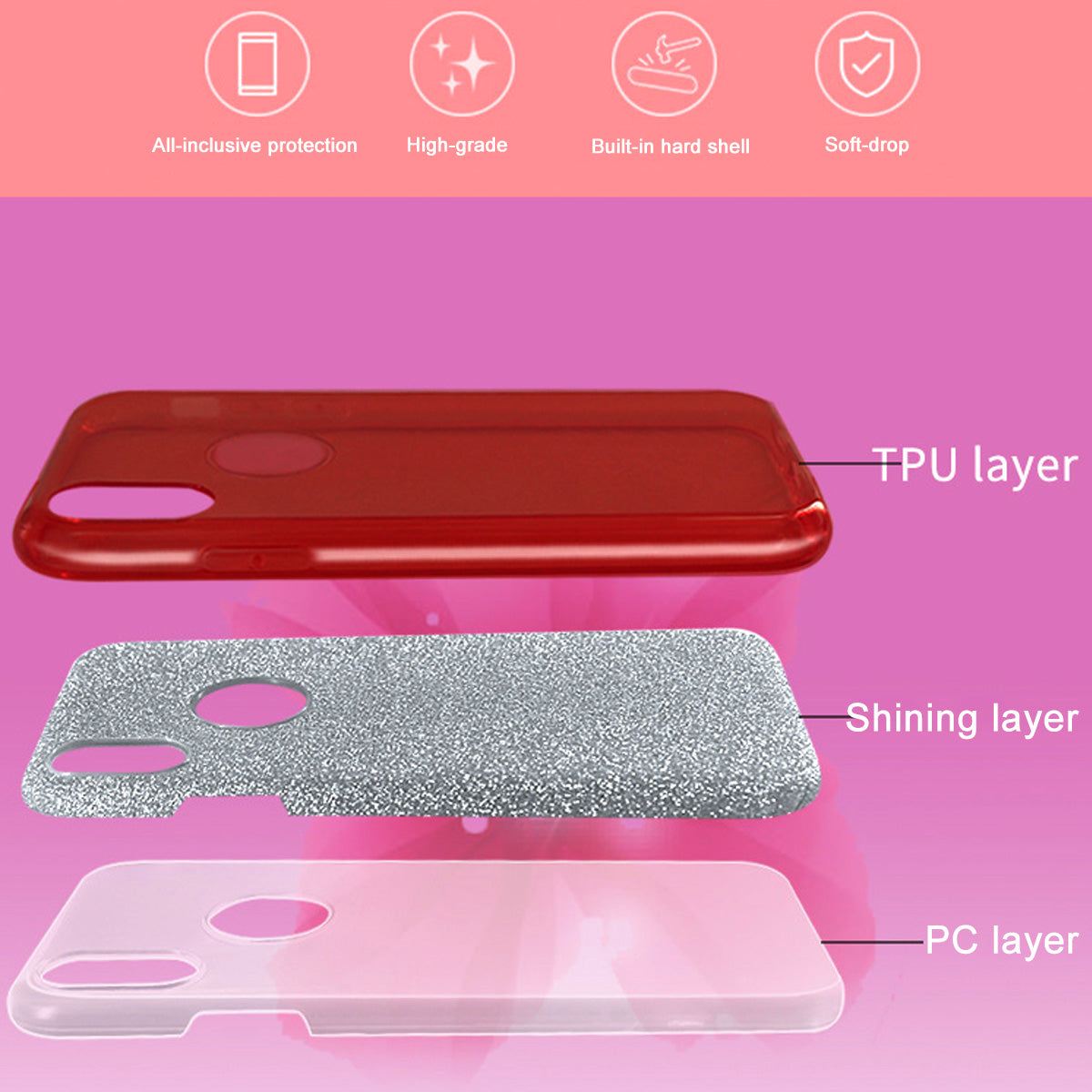 3-In-1 Shining Phone Case For phone X/phone 10