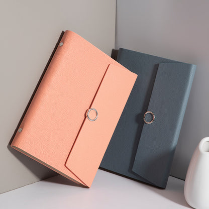 A5 PU Leather Rings Binder Notebook Ruled Lined Journal with Card Holder Side Pocket Pen Holder