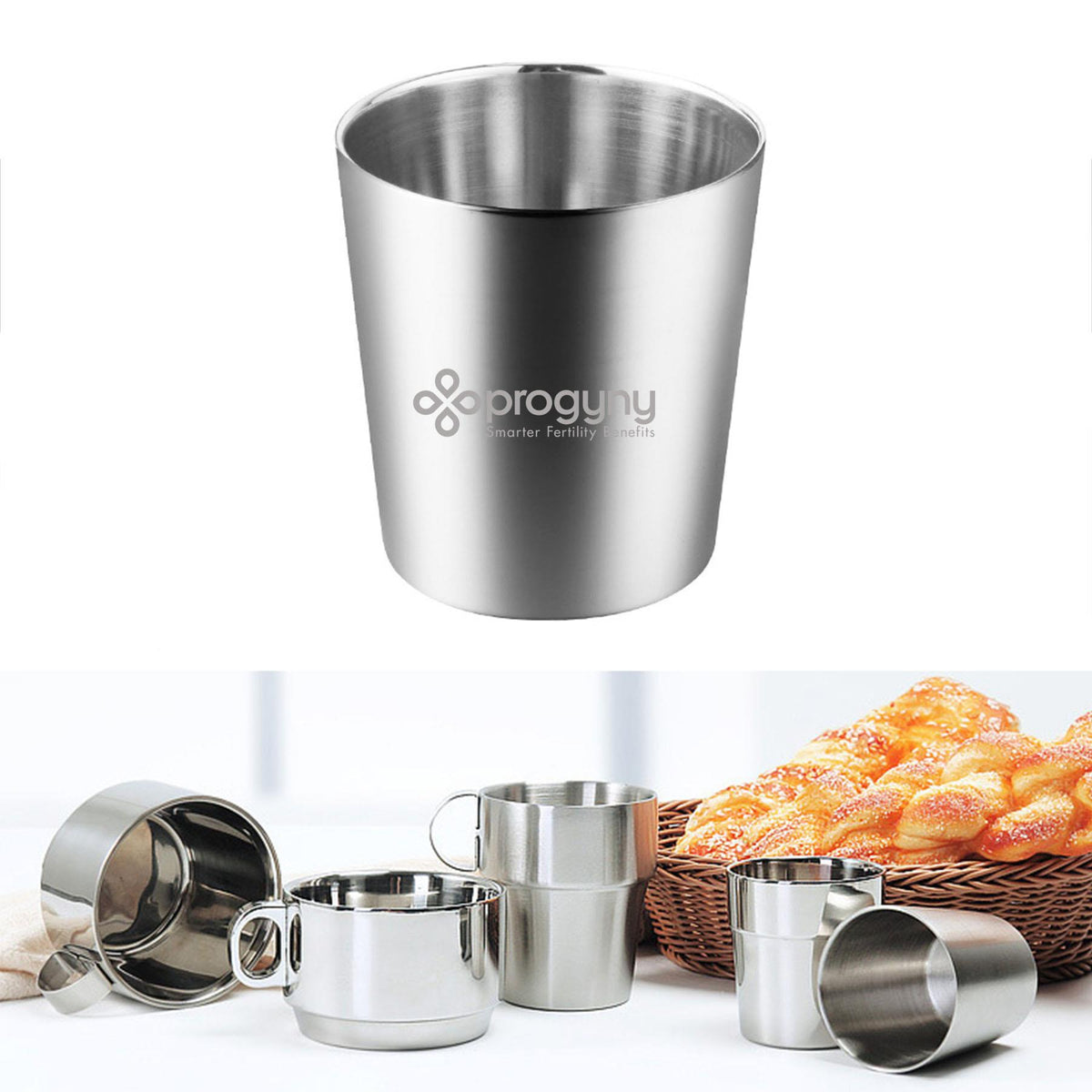 6 Oz. Double Wall Layer Bright Stainless Steel Cup