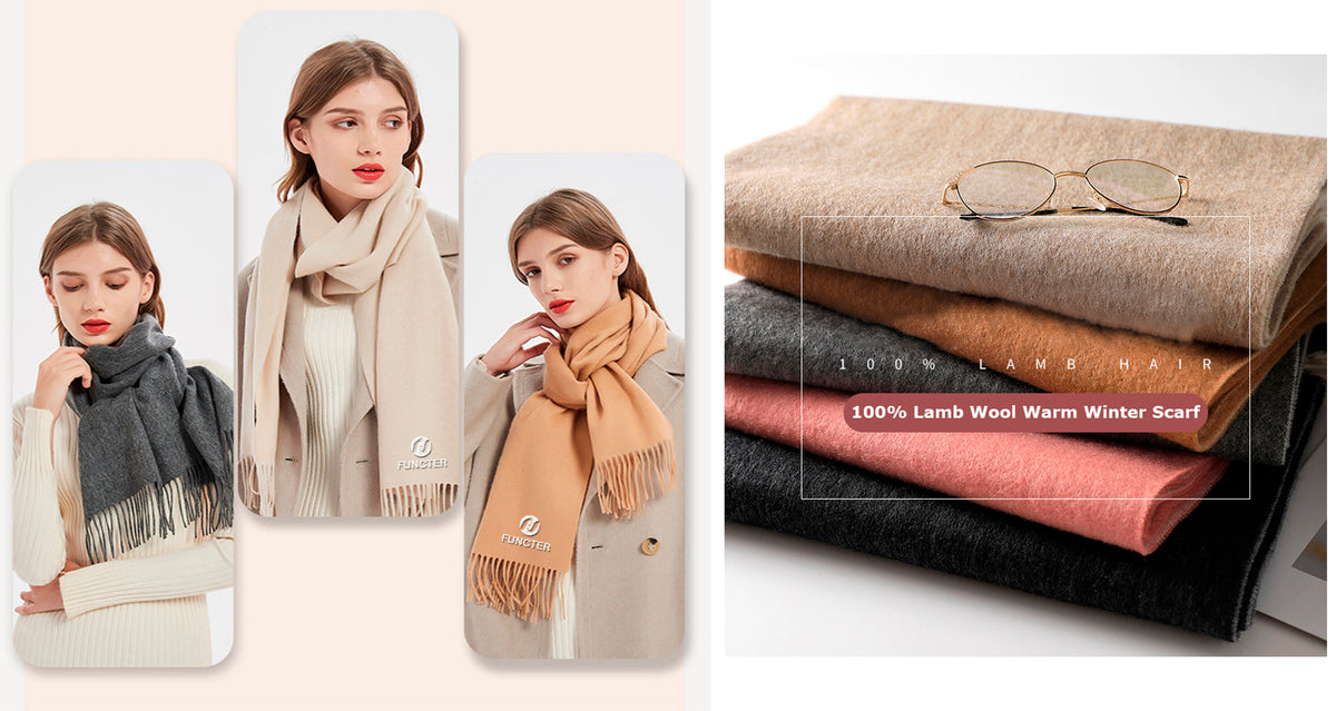 71" 100% Lamb Wool Plain Scarf Warm Autumn Winter Scarf Solid Color Fringed Wool Scarf