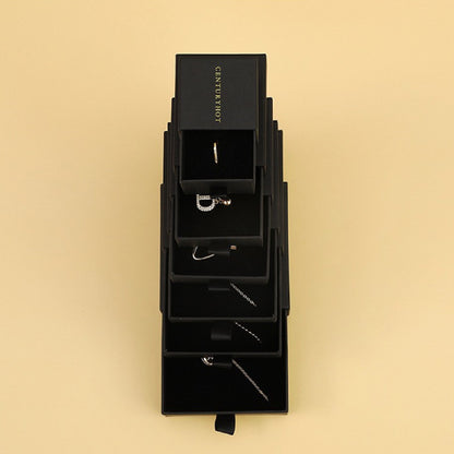 3.5" Solid Color Cardboard Jewelry Box Sponge Filled Gift Box Drawer Display Kraft Box