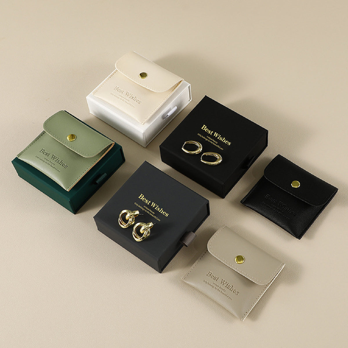 3.5" Drawer Gift Box Boutique Packaging Gift Box with PU Jewelry Pouch Display Kraft Box