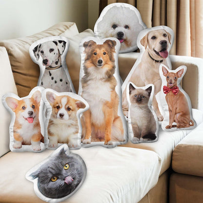 15'' to 20" Custom Pet Pillow with Photo Personalized Photo Shaped Dog Cat Face Pillow