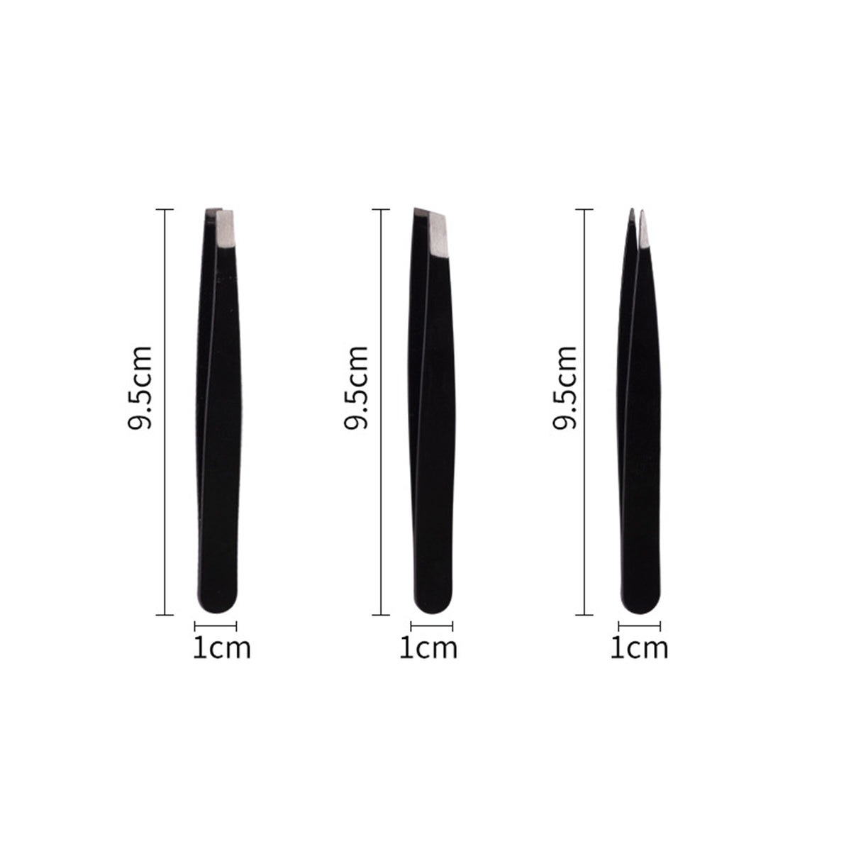 Stainless Steel Tweezers 3 pcs set for Eyebrows