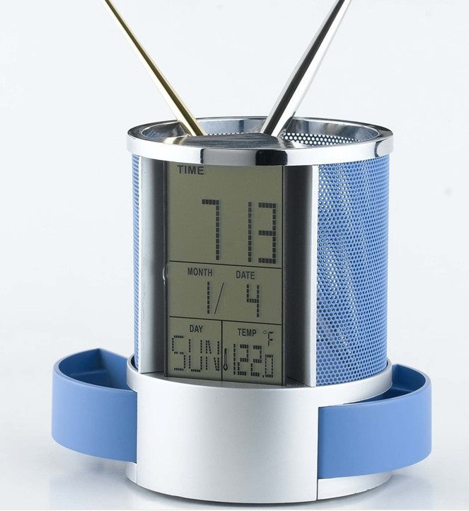 Creative Pen Holder Digital Thermometer Clock