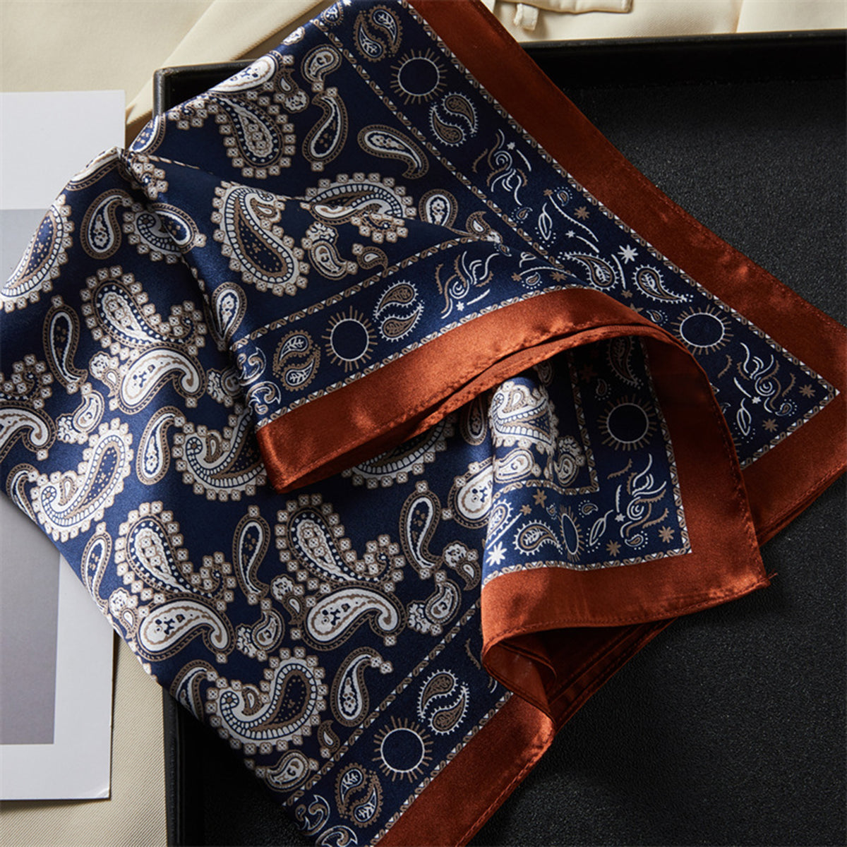 Custom 22" x 22" 100% Mulberry Silk Bandana Silk Satin Handbag Wrap
