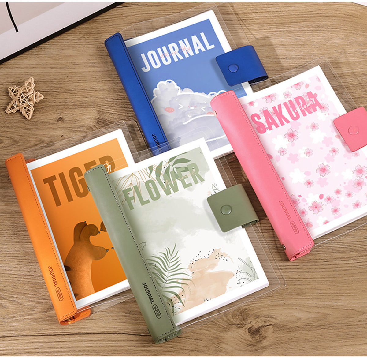 TUP Transparent Cover W/ PU Leather B5 Loose-Leaf Notebook
