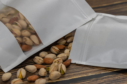 9.1 x 13.8" White Kraft Paper Bags W/Window Stand Up Ziplock Resealable Pouch Coffee Bag