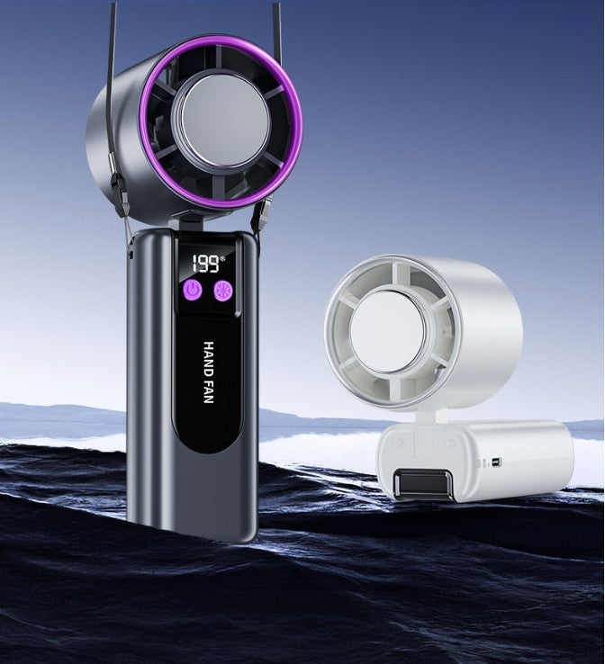 Freezy Personal Fan Refrigeration Fan Handheld Fan W/ 1-199 Stepless Adjusting & Battery Status