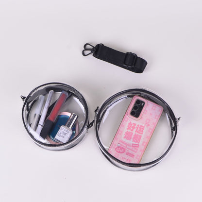 PVC Transparent Shoulder Bag Clear Bag Crossbody Bag W/Strap Stadium Approved Bag(Size M)