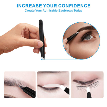 Stainless Steel Tweezers 3 pcs set for Eyebrows