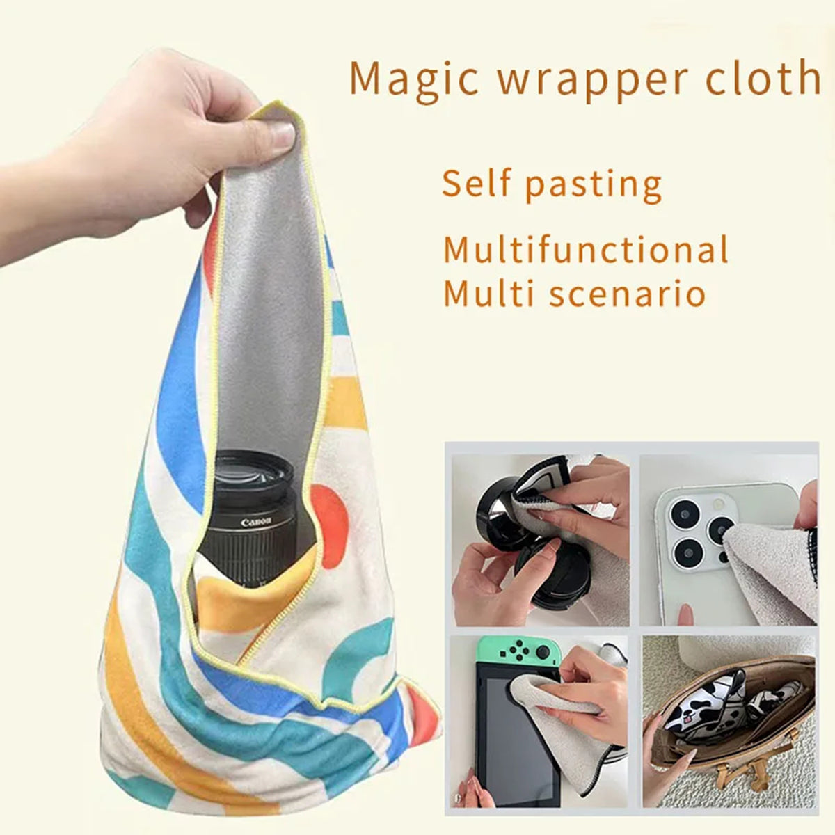 21.7" x 21.7" Custom Protector Self-Adhesive Magic Cloth Lens Wrap Makeup Bag